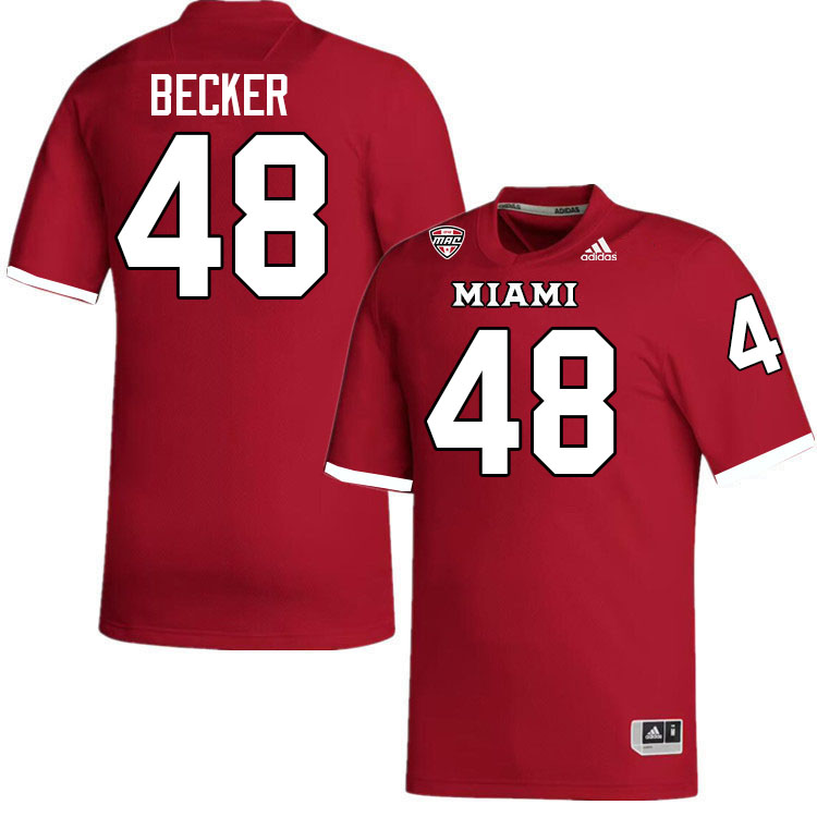 Miami University Redhawks #48 Chase Becker College Football Jerseys Stitched-Red